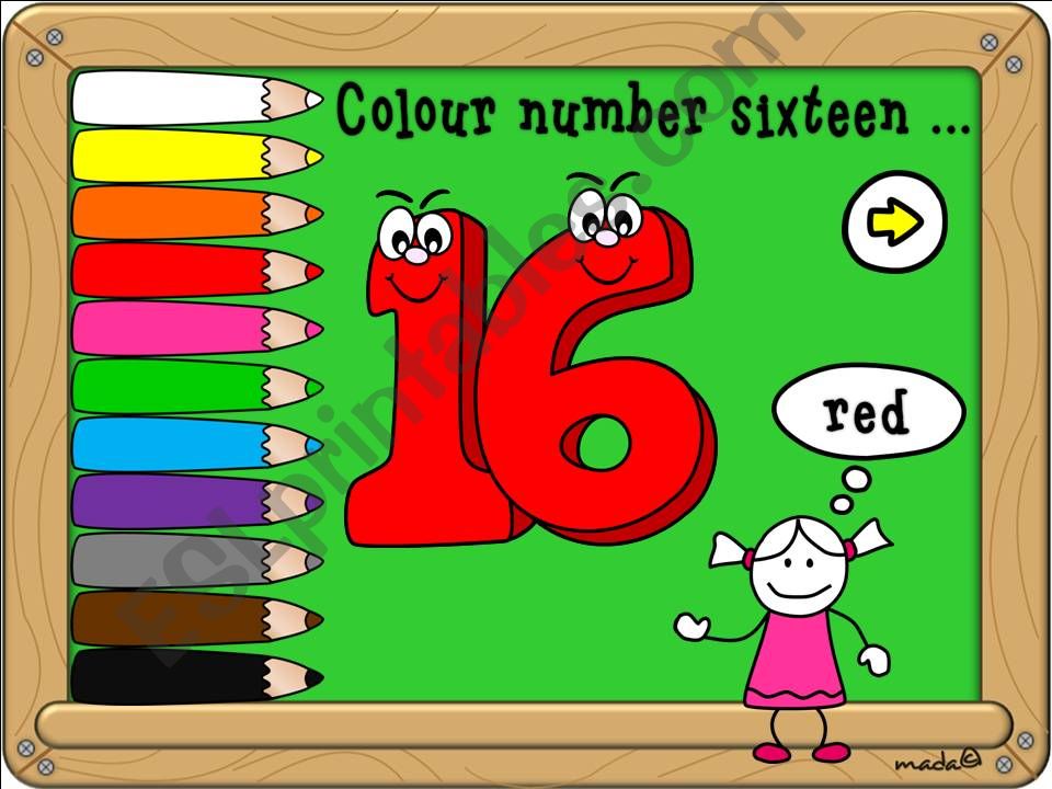 Numbers 1-20 and colours (3/3)