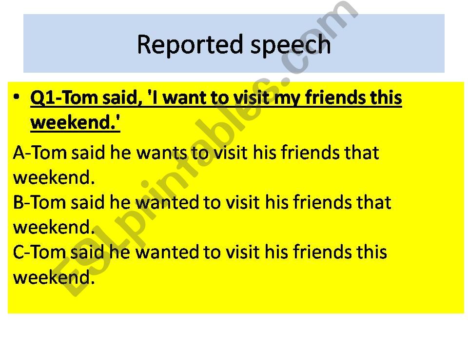 reported speech quiz powerpoint