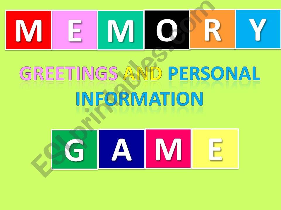 Memory Game  powerpoint