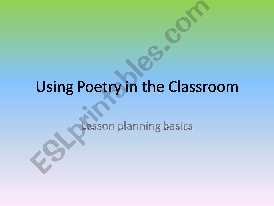 Poetry Lesson Plan powerpoint