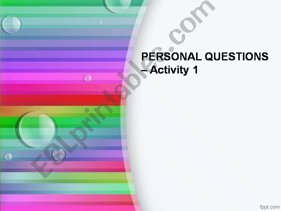 Personal Questions 1 powerpoint