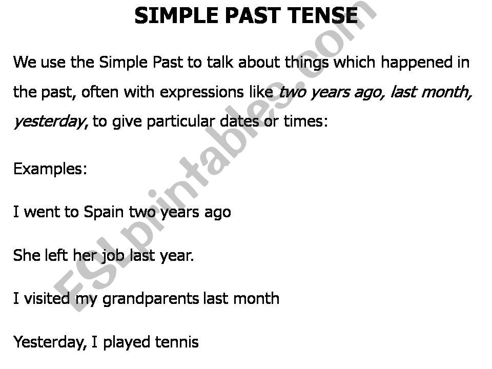 SIMPLE PAST TENSE powerpoint