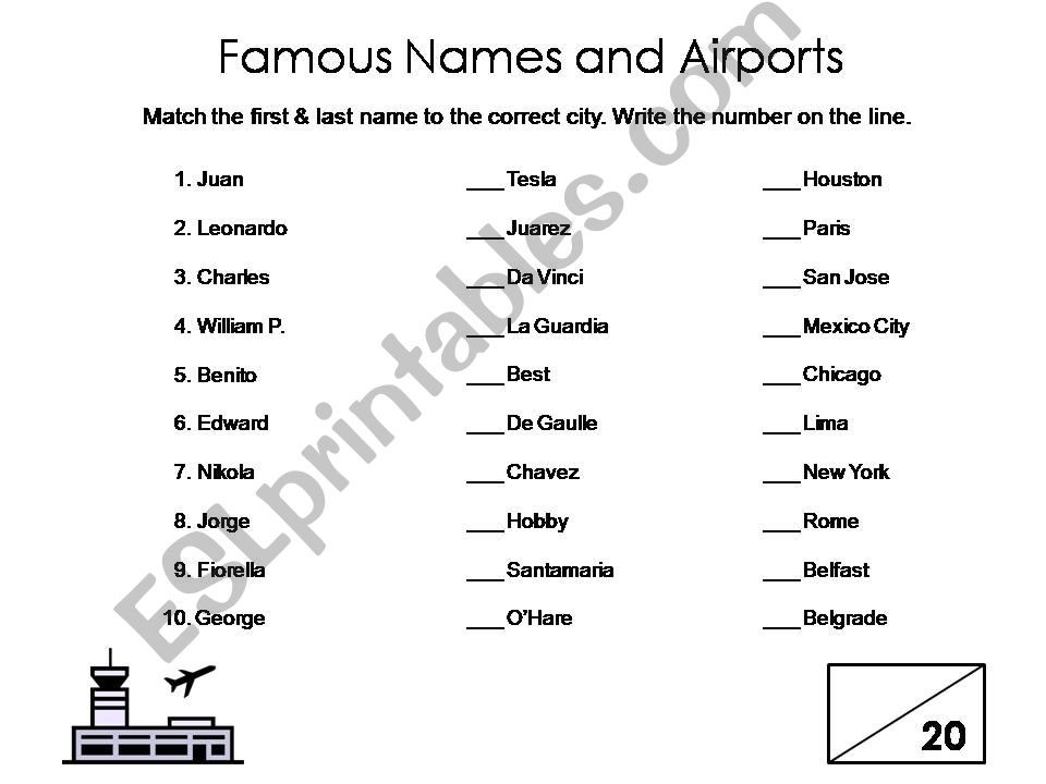 Famous Names and Airports powerpoint