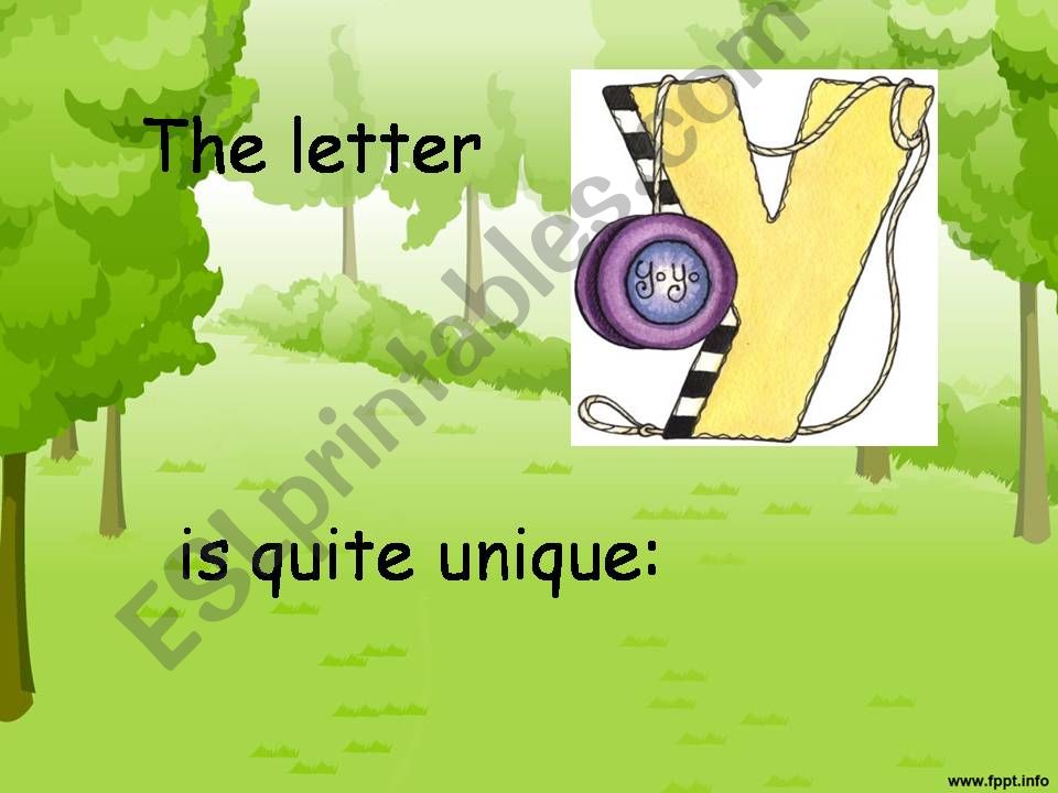 Letter ´Y´ different sounds powerpoint