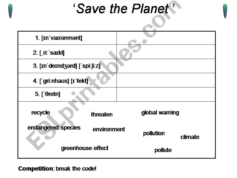 Lets save our planet! Environmental issues