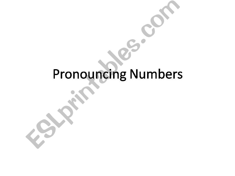 Learn to Pronounce Numbers powerpoint