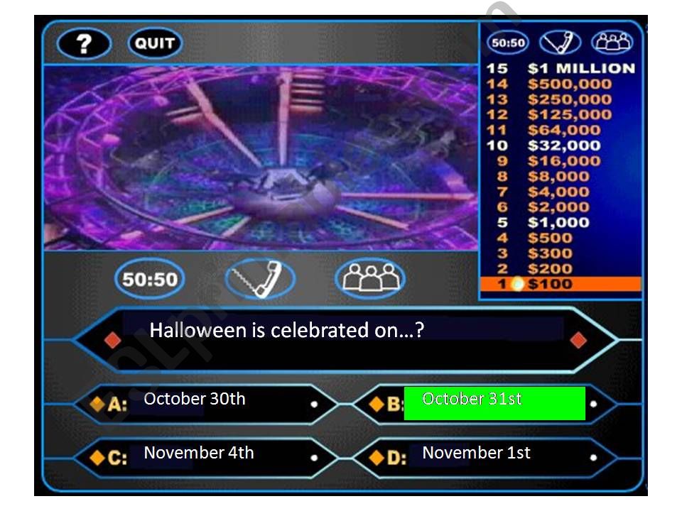 who wants to be a millionaire! Halloween