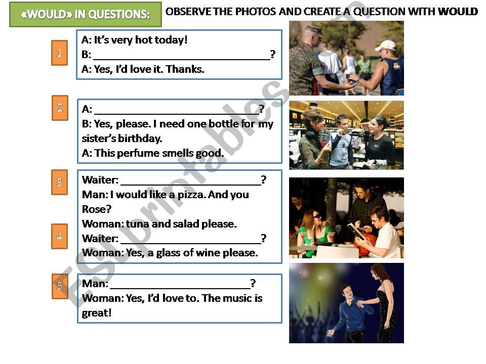 QUIZ - WOULD IN QUESTIONS powerpoint