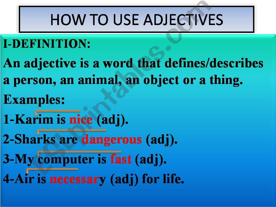 How to use adjectives powerpoint