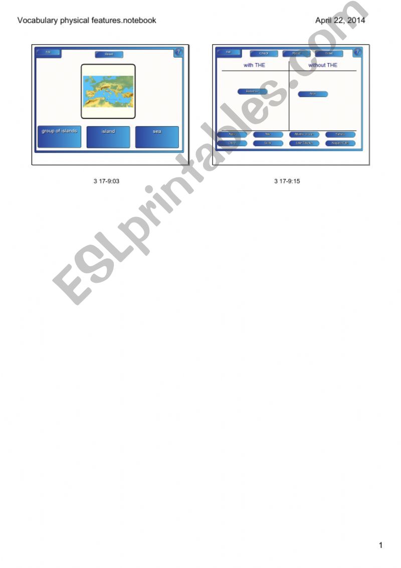 Vocabulary physical features powerpoint