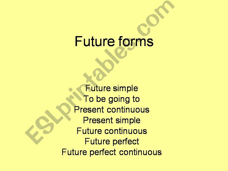 Future forms - an explanation and examples of all ways to express the future