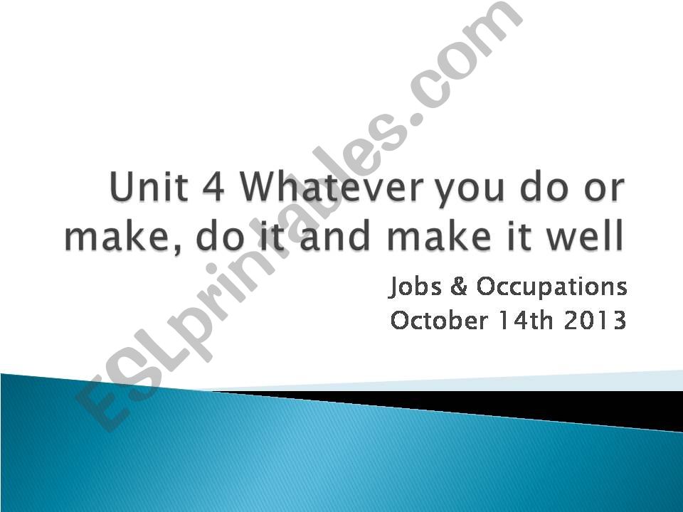 Jobs and Occupations powerpoint