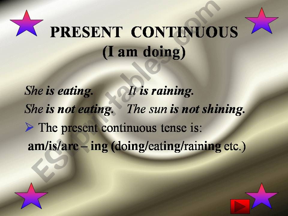 Present continous with brief descriptions