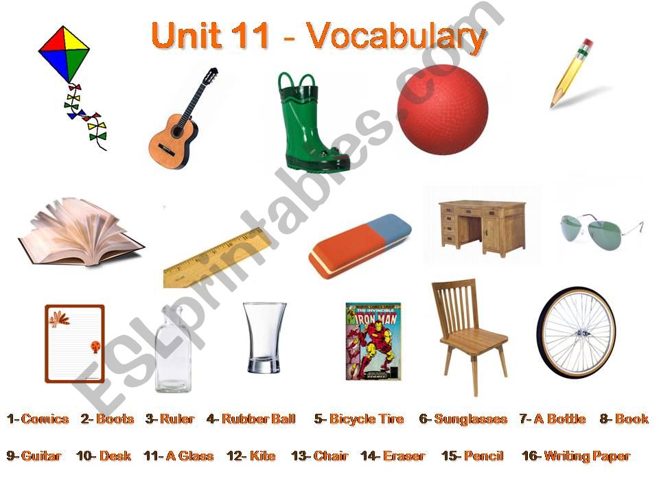 Objects to talk about different materals