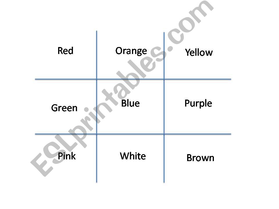 Tick Tack Toe - colours powerpoint