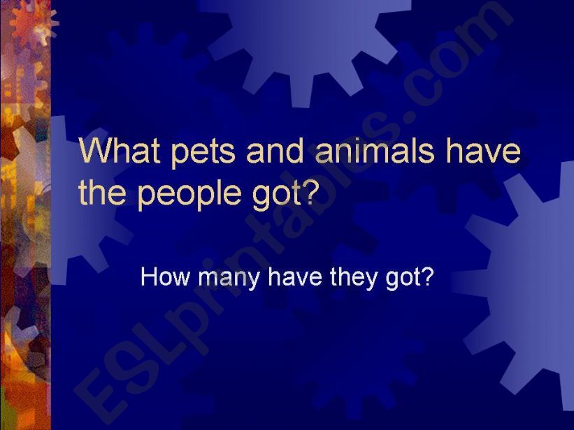 What pets and animals have the people got?