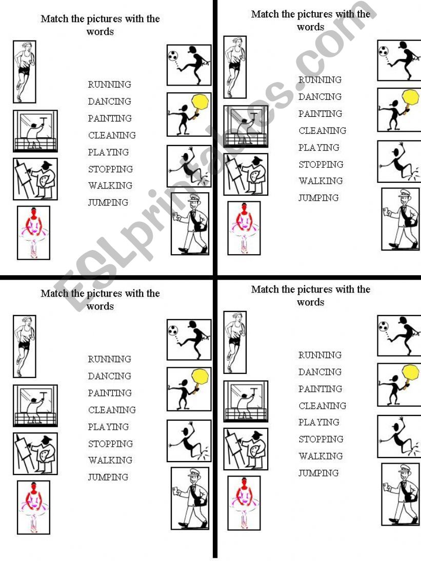 match the pictures with the verb