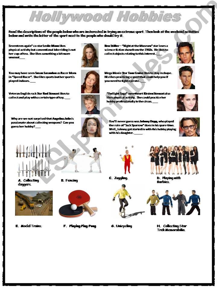 Hollywood Hobbies powerpoint