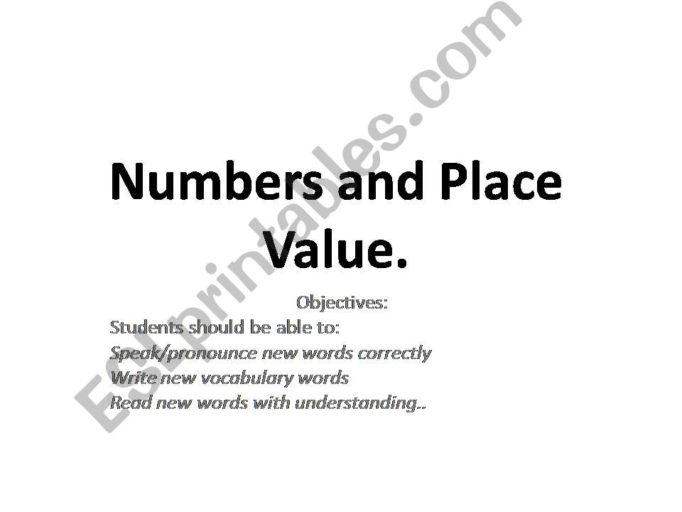 Numbers and place value powerpoint