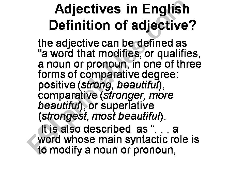 Adjectives in English powerpoint