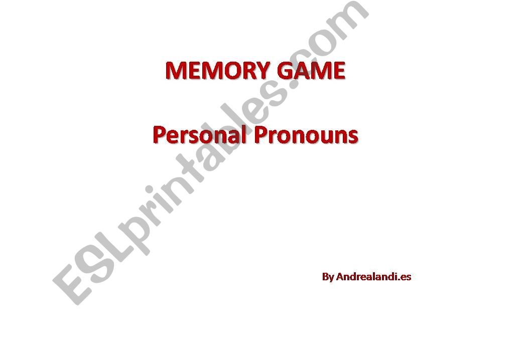 Memory game: Personal pronouns