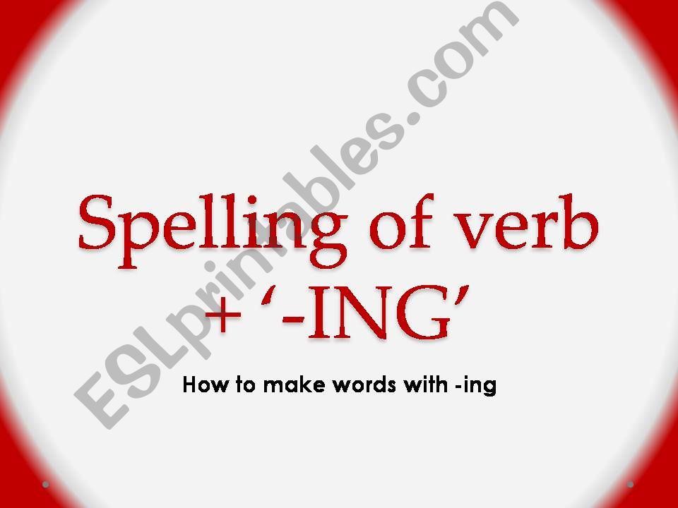 -ing spelling rules powerpoint
