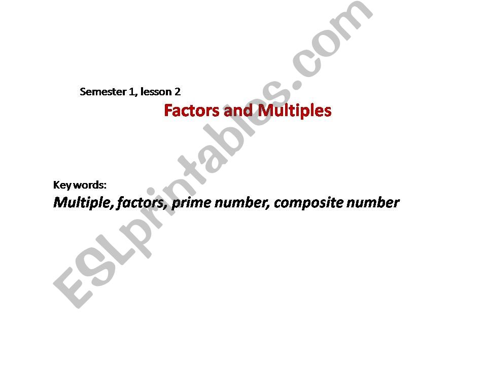 Factors and multiples  powerpoint