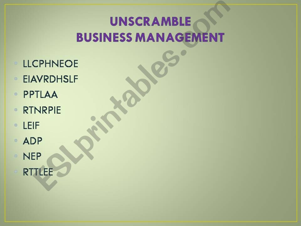 BUSINESS MANAGEMENT BASIC OBJECTS