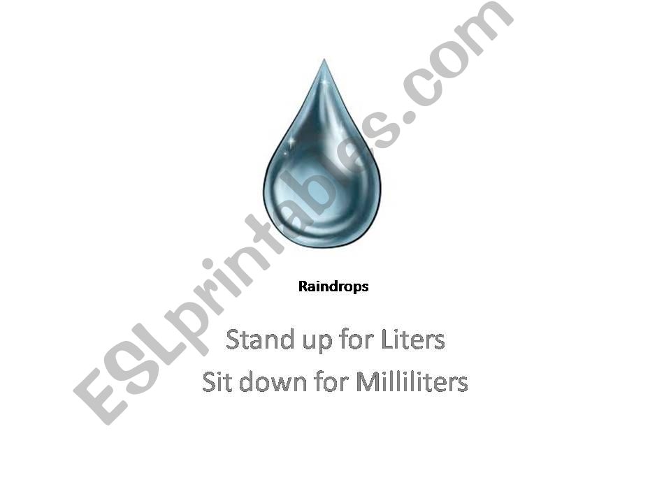 Stand Up, Sit Down Milliliters and Liters