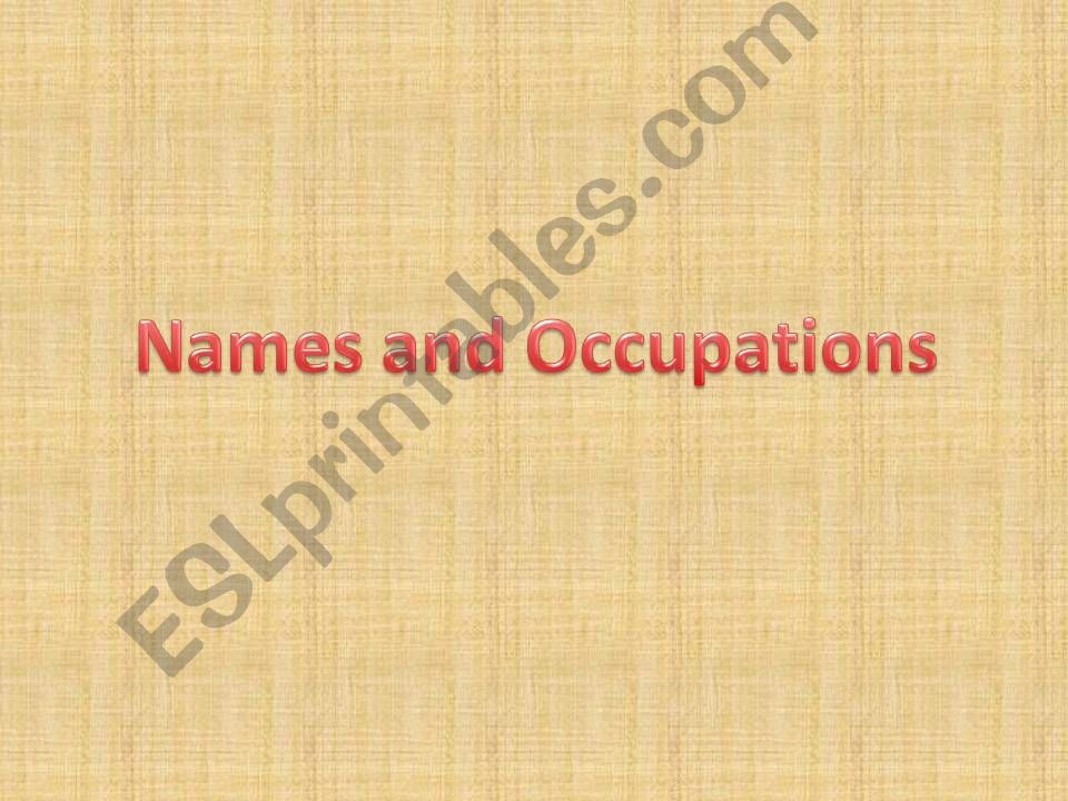 Occupations and Jobs powerpoint