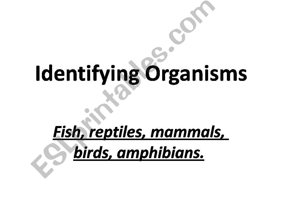 Science, Identifying Organisms