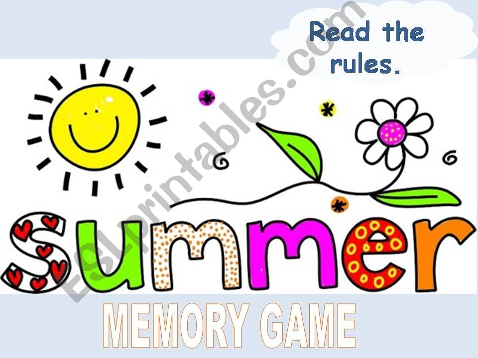 Summer Memory Game powerpoint