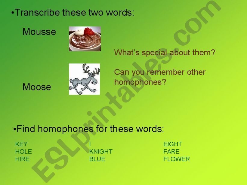 HOMOPHONES powerpoint