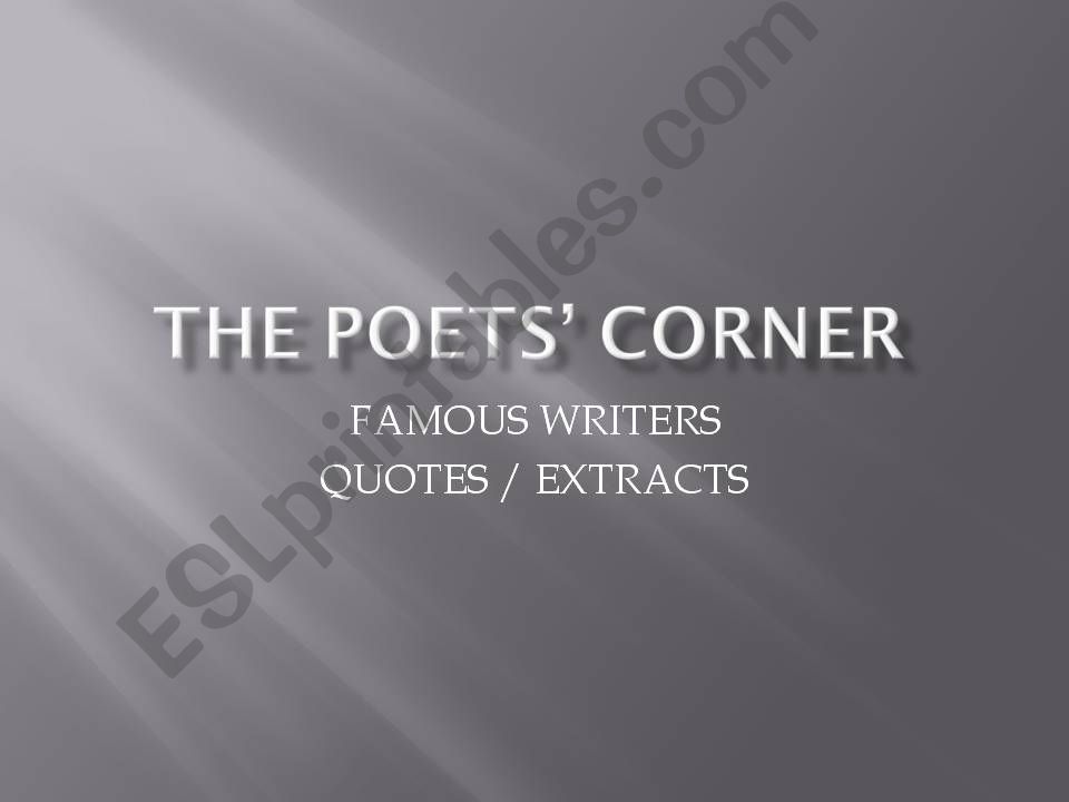 The poets corner - Literature