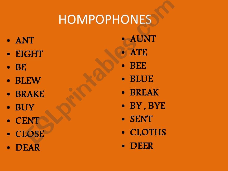 HOMOPHONES  powerpoint