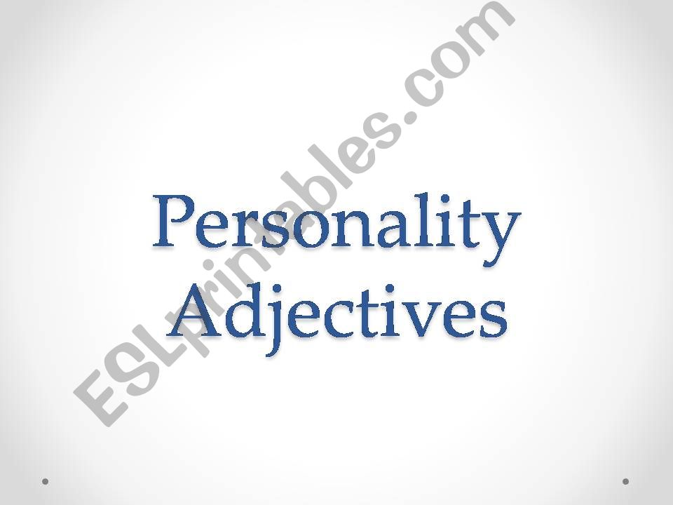 Personality Adjectives powerpoint