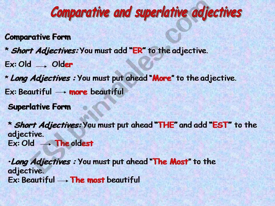 comparative and superlative adjectives