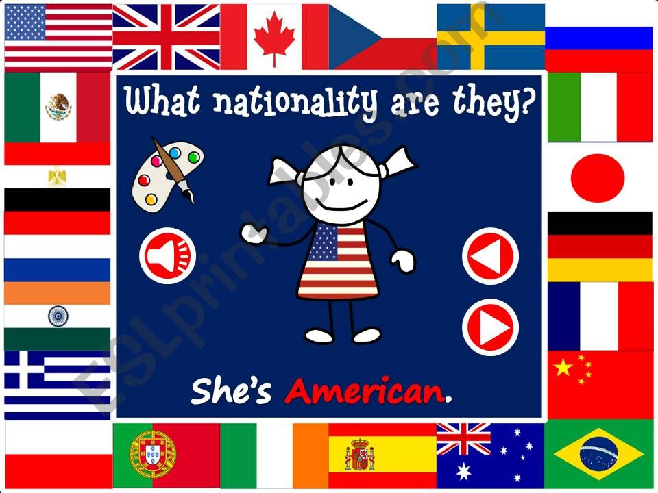 What nationality are they? - vocabulary with sound