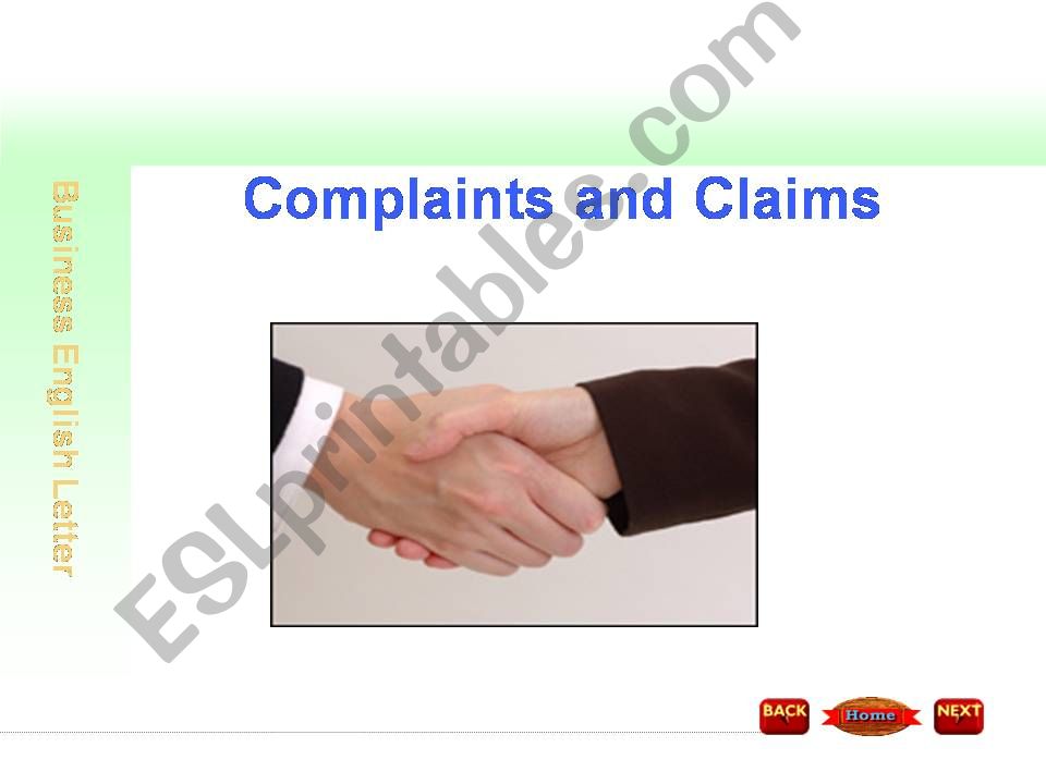 Complaints and claims powerpoint