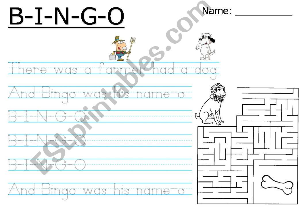 Bingo (B-I-N-G-O) song writing practice