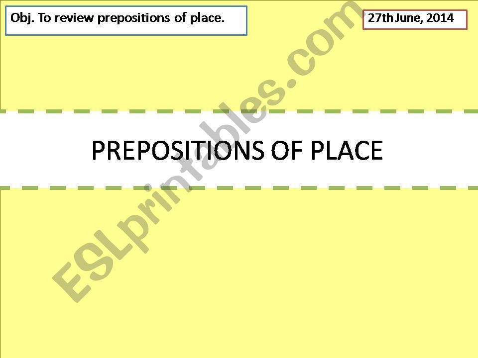 Prepositions of place powerpoint