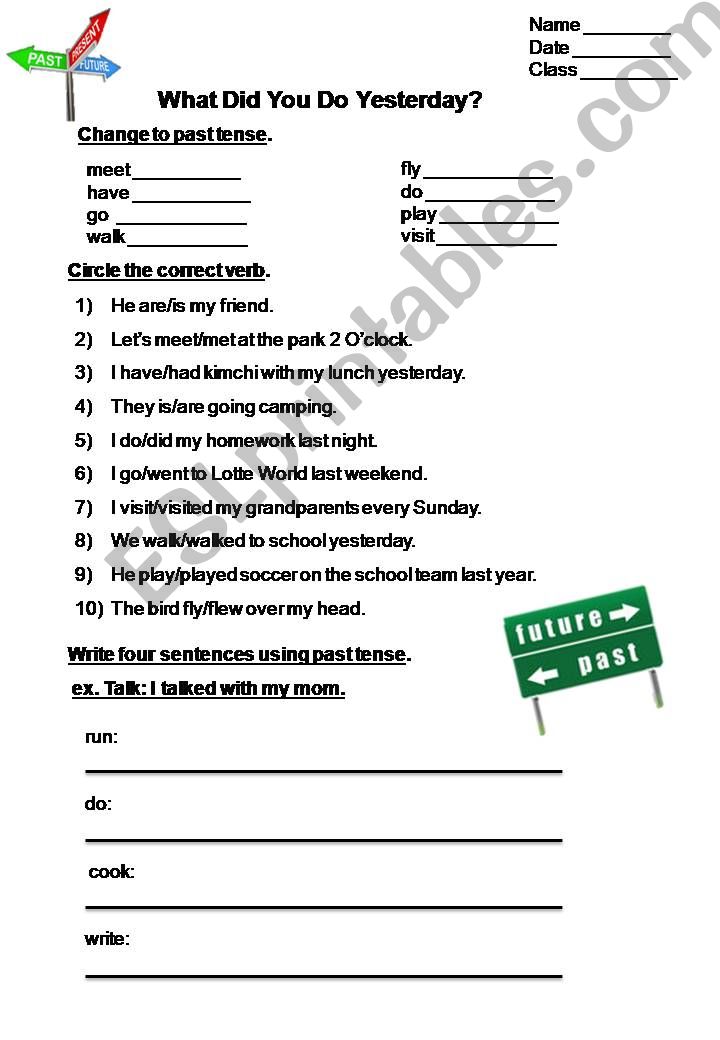 What did you do yesterday? Worksheet