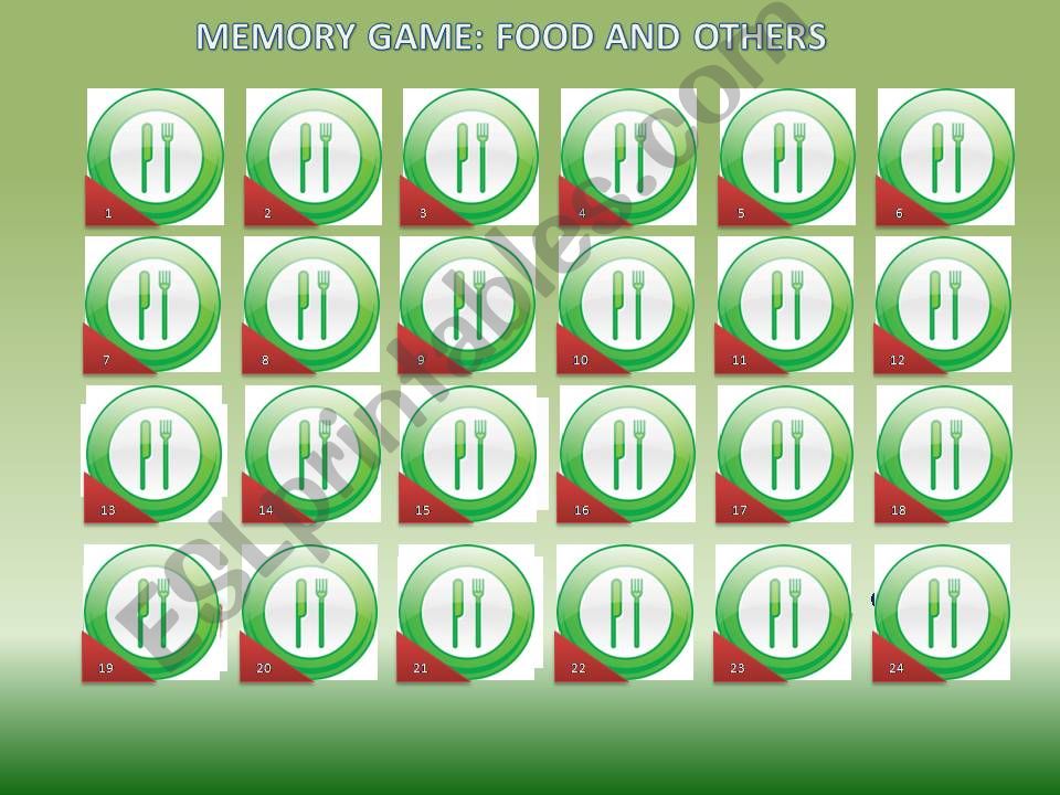 MEMORY GAME - Food and other dining objects