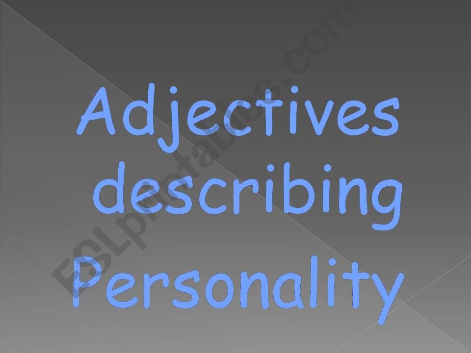 Personality adjectives powerpoint