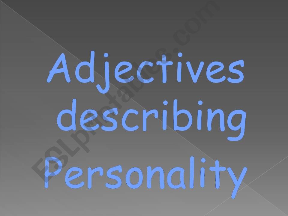 Personality adjectives powerpoint