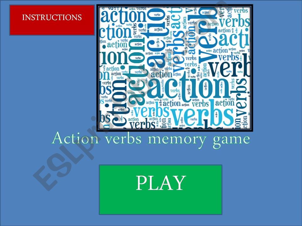 Action Verbs memory game powerpoint