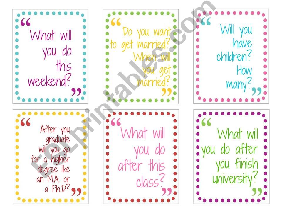 Conversation Cards Simple Future