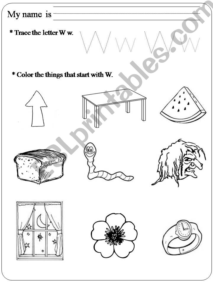 Phonics worksheet-W powerpoint