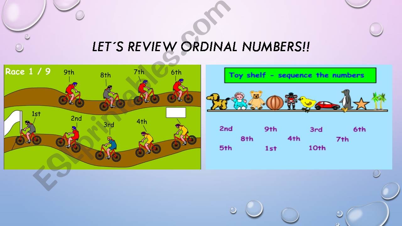 ORDINAL NUMBERS+ MONTHS OF THE YEAR