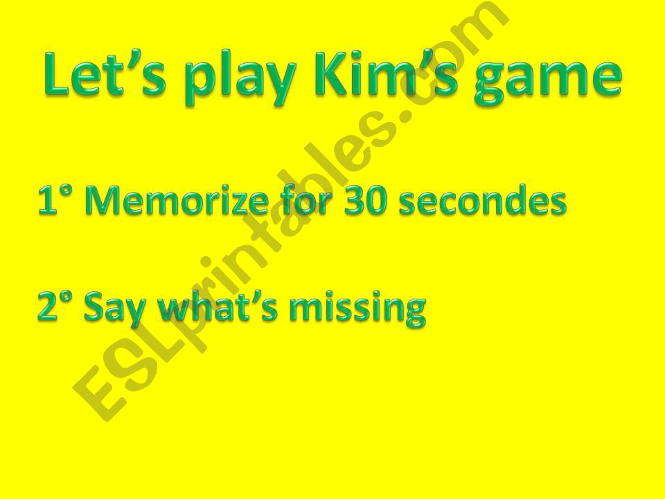 School supplies - Kims game powerpoint